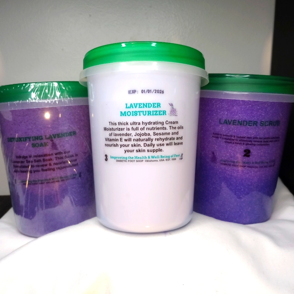 Lavender 3pc Bundle Soak,Scrub, Moisturizer